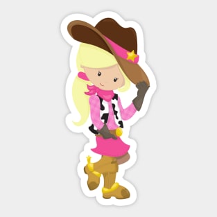 Cowgirl, Sheriff, Western, Country, Blonde Hair Sticker